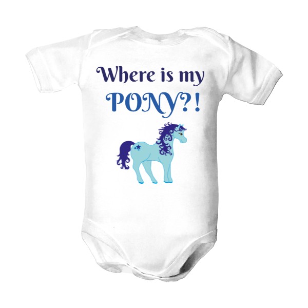 Dětské body  s potiskem Where is my pony